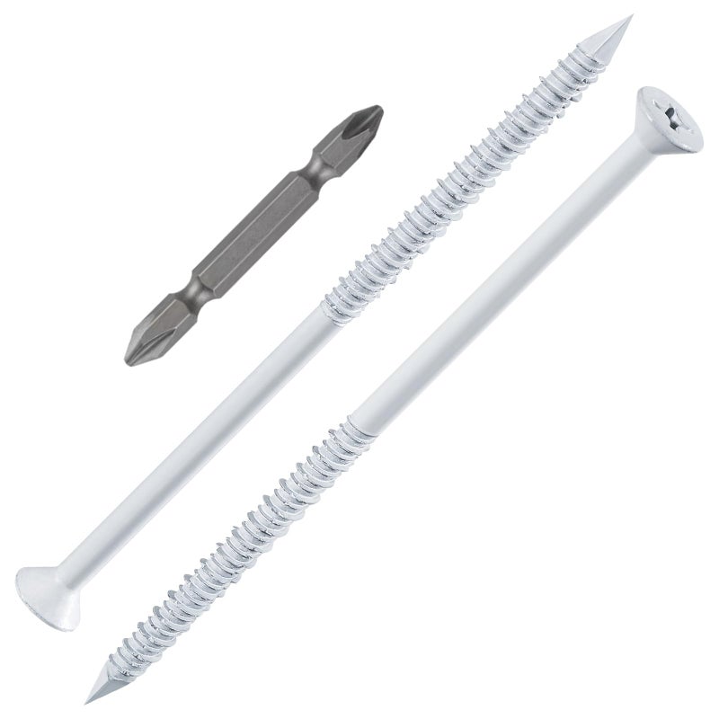 WenSilon(30 PCS) 1/4"" x5 White Concrete Screw Anchor White Flat Head for Anchoring to Masonry, Block or Brick Stucco - Image 1